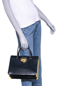 PRADA TURNLOCK FLAP HANDBAG BLACK/YELLOW