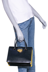 PRADA TURNLOCK FLAP HANDBAG BLACK/YELLOW