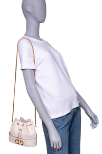VALENTINO MINI BUCKET BAG IN NAPPA VLOGO LIGHT IVORY