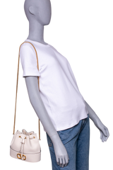 VALENTINO MINI BUCKET BAG IN NAPPA VLOGO LIGHT IVORY