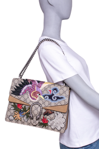 GUCCI DIONYSUS MEDIUM GG SUPREME BIRD EMBROIDERED