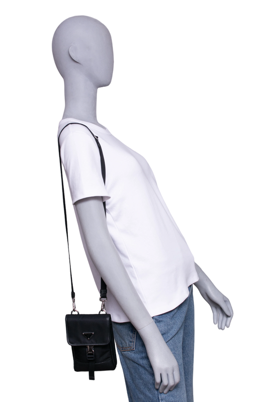 PRADA PHONE CASE BLACK NYLON & SAFFIANO