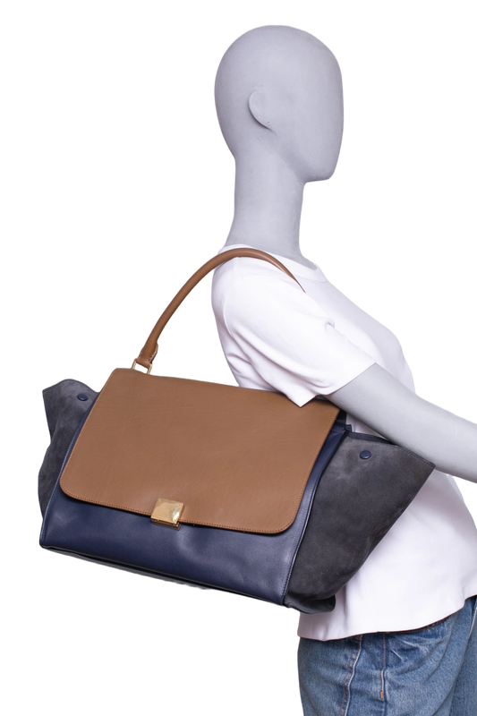 CELINE TRAPEZE LARGE MARINE & CARAMEL