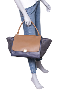 CELINE TRAPEZE LARGE MARINE & CARAMEL