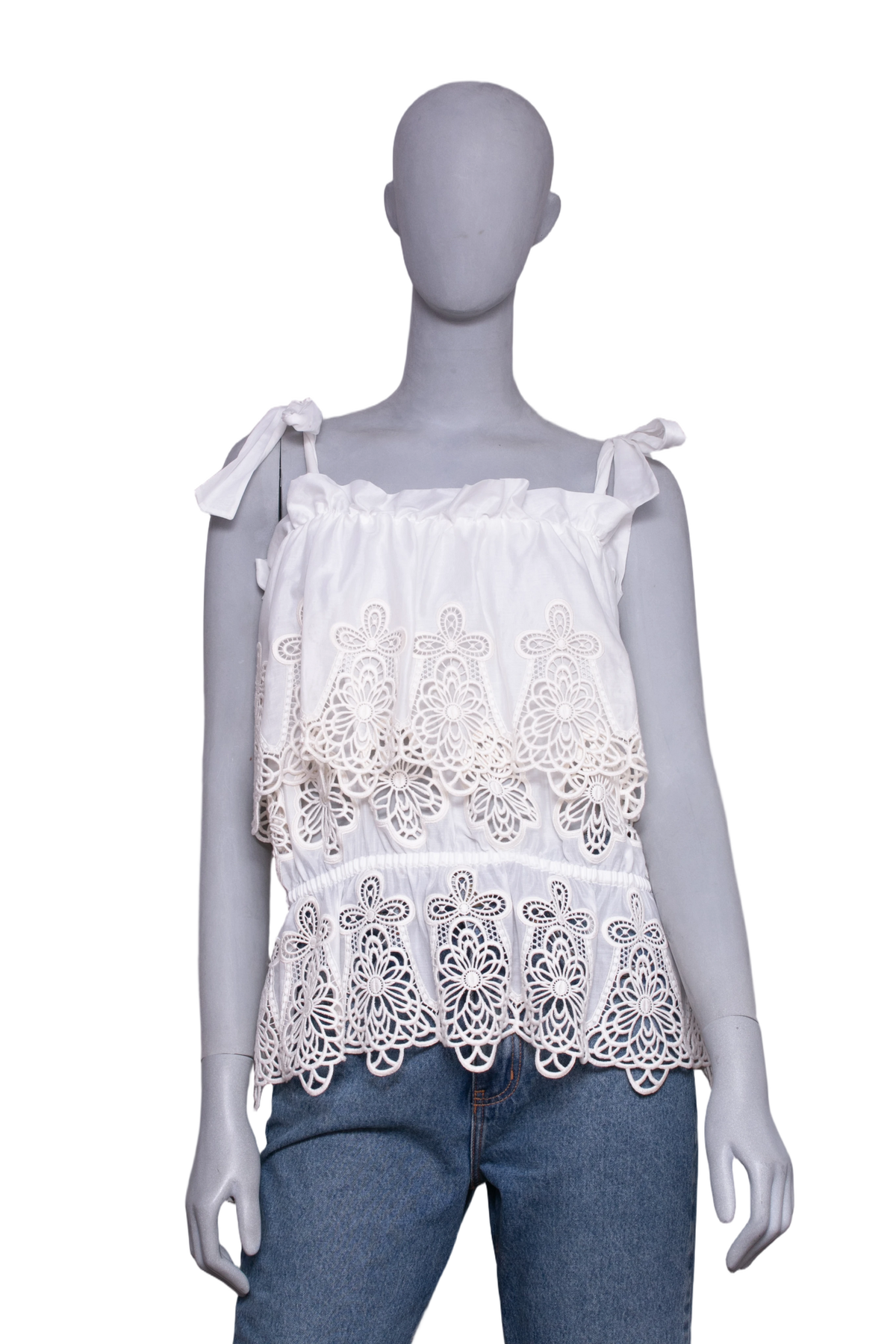 DG BLOUSE RUFFLES COTTON WHITE
