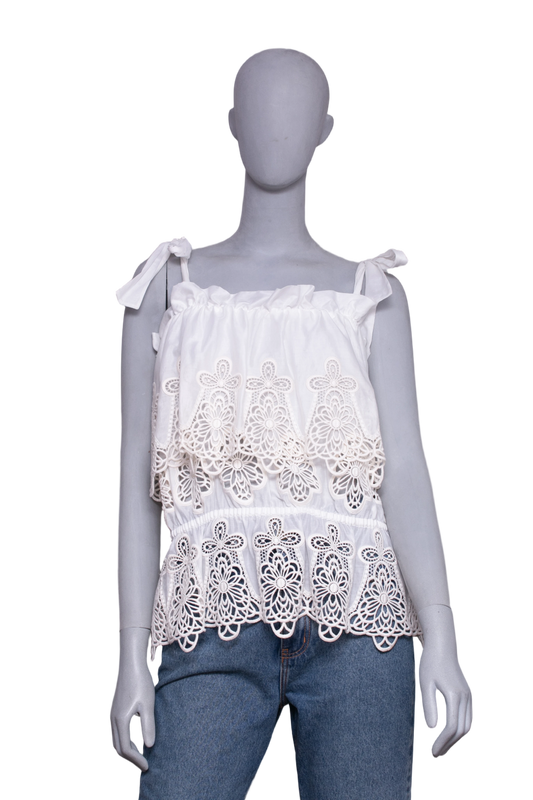 DG BLOUSE RUFFLES COTTON WHITE