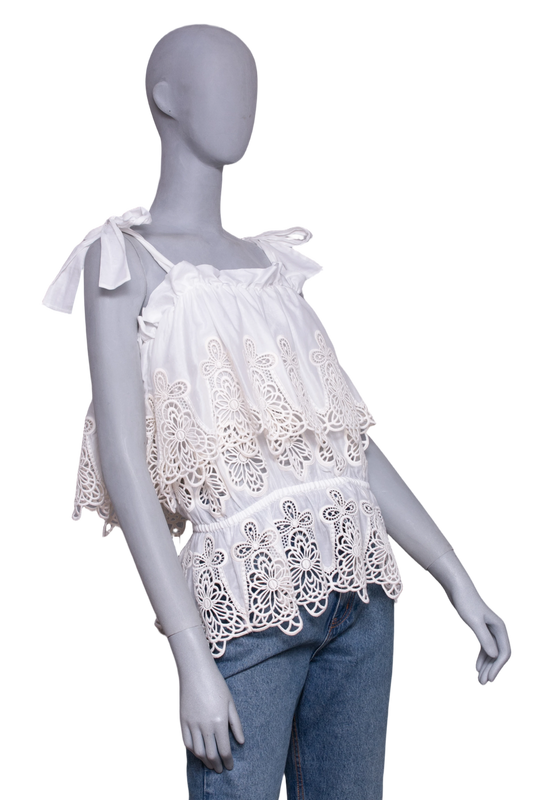 DG BLOUSE RUFFLES COTTON WHITE