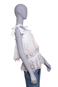 DG BLOUSE RUFFLES COTTON WHITE