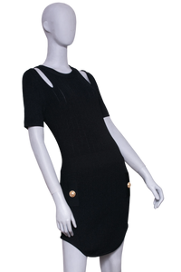 BALMAIN DRESS SHOULDER CUTOUT BLACK