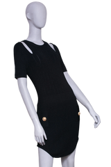 BALMAIN DRESS SHOULDER CUTOUT BLACK