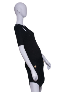 BALMAIN DRESS SHOULDER CUTOUT BLACK