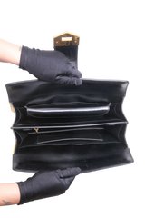 PRADA TURNLOCK FLAP HANDBAG BLACK/YELLOW