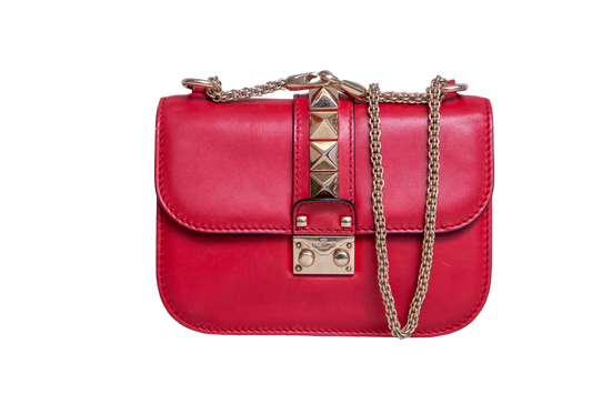 VALENTINO GLAM LOCK SMALL RED SHOULDER