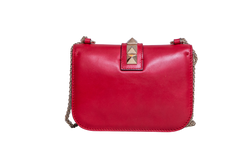 VALENTINO GLAM LOCK SMALL RED SHOULDER
