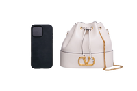 VALENTINO MINI BUCKET BAG IN NAPPA VLOGO LIGHT IVORY