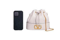 VALENTINO MINI BUCKET BAG IN NAPPA VLOGO LIGHT IVORY