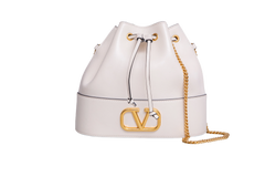 VALENTINO MINI BUCKET BAG IN NAPPA VLOGO LIGHT IVORY