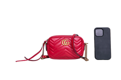 GUCCI MINI CAMERA BAG GG MARMONT RED