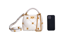 VALENTINO ROMAN STUD TOP HANDLE OFF WHITE