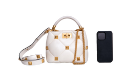 VALENTINO ROMAN STUD TOP HANDLE OFF WHITE