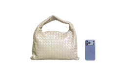 BOTTEGA HOP SMALL INTRECCIATO TRAVERTINE