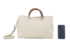 GUCCI BAMBOO SHOPPER TOTE OFF WHITE