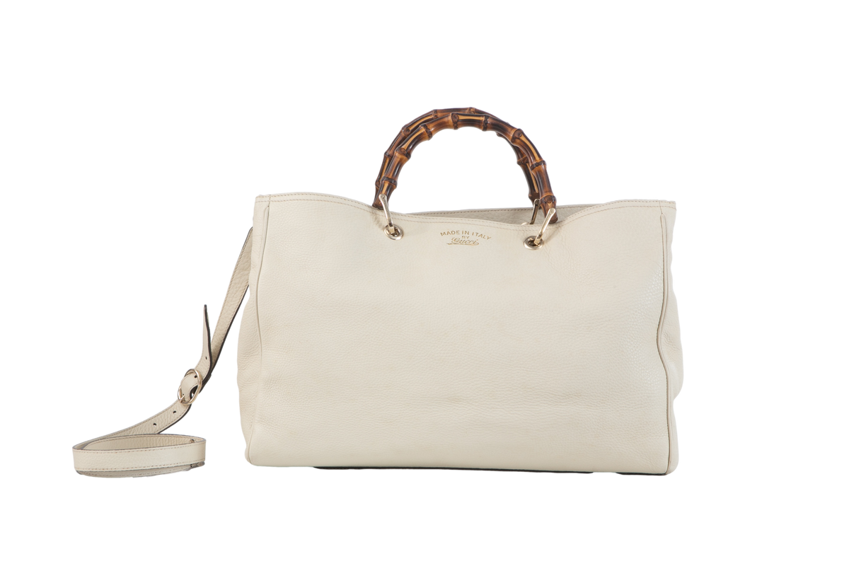 GUCCI BAMBOO SHOPPER TOTE OFF WHITE