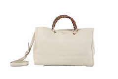 GUCCI BAMBOO SHOPPER TOTE OFF WHITE