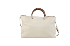 GUCCI BAMBOO SHOPPER TOTE OFF WHITE