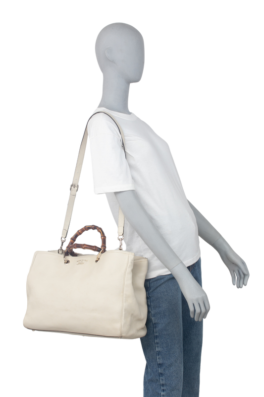 GUCCI BAMBOO SHOPPER TOTE OFF WHITE