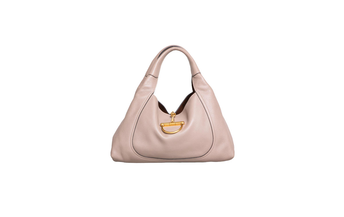 GUCCI SOFTBIT MAXI GRAINY LEATHER TAUPE