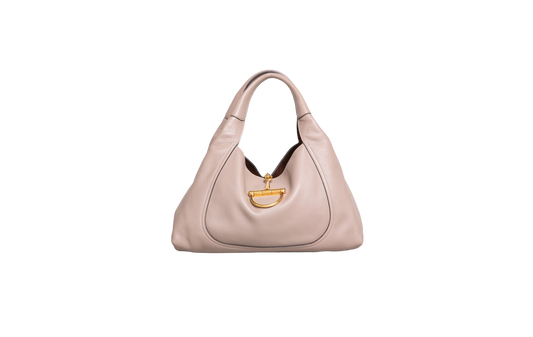 GUCCI SOFTBIT MAXI GRAINY LEATHER TAUPE