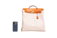 HERMÈS HERBAG ZIP 39 MM TOILE VACHE CALFSKIN NATURAL