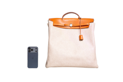 HERMÈS HERBAG ZIP 39 MM TOILE VACHE CALFSKIN NATURAL