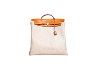 HERMÈS HERBAG ZIP 39 MM TOILE VACHE CALFSKIN NATURAL