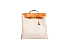 HERMÈS HERBAG ZIP 39 MM TOILE VACHE CALFSKIN NATURAL