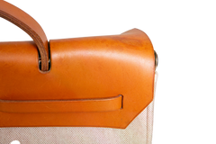 HERMÈS HERBAG ZIP 39 MM TOILE VACHE CALFSKIN NATURAL