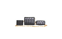 BOTTEGA CARD CASE ON CHAIN WITH ACCESSORY INTRECCIATO BLACK E GOLD