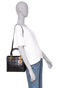 DIOR LADY DIOR VINTAGE MEDIUM CANNAGE BLACK