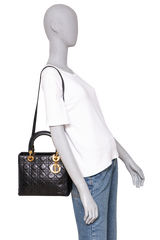 DIOR LADY DIOR VINTAGE MEDIUM CANNAGE BLACK