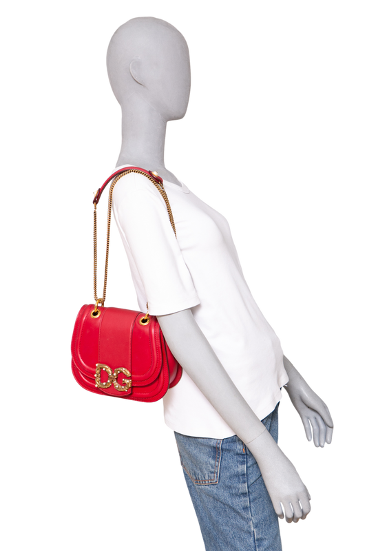 D&G DG AMORE CROSSBODY LEATHER RED