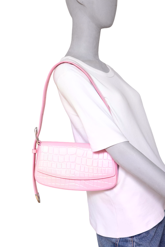 BALENCIAGA GHOST SLING CROCO EMBOSSED PINK