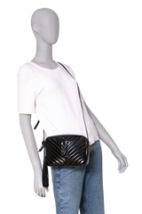 YSL LOU CAMERA BAG PATENT MATELASSÊ BLACK