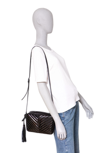 YSL LOU CAMERA BAG PATENT MATELASSÊ BLACK