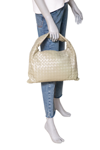 BOTTEGA HOP SMALL INTRECCIATO TRAVERTINE