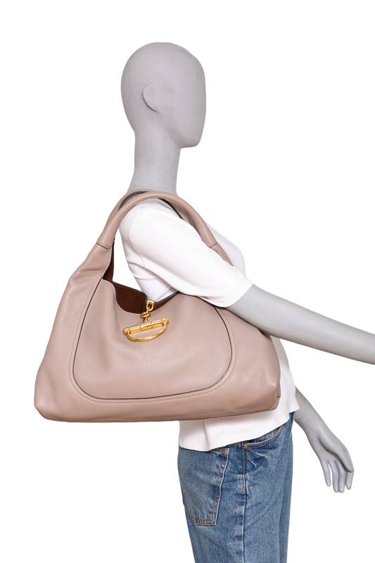 GUCCI SOFTBIT MAXI GRAINY LEATHER TAUPE