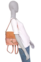 CHLOÉ BACKPACK FAYE SMALL SUEDE CALFSKIN OLD PINK