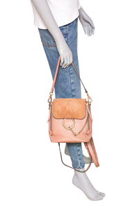 CHLOÉ BACKPACK FAYE SMALL SUEDE CALFSKIN OLD PINK