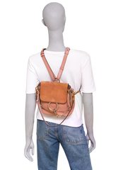 CHLOÉ BACKPACK FAYE SMALL SUEDE CALFSKIN OLD PINK