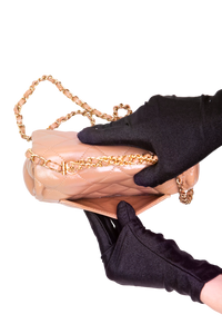 CHANEL MINI FLAP TOP HANDLE FLAP BEIGE SHINY LAMBSKIN - GOLD HDWR